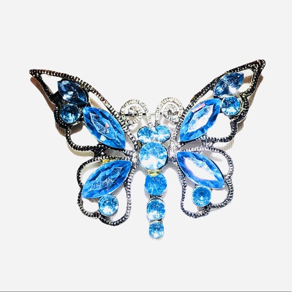 Blue Crystal Butterfly Brooch - Picture 3 of 6